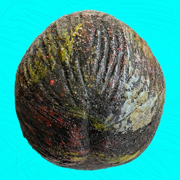 Vtg Peruvian Folk Art Pottery Figurine Chulucanas 10” Black Multicolor Overwash - Picture 8 of 11